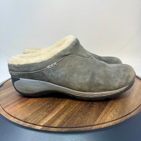 Merrell Falcon Performance Suede Shearling Lined Mule Slip On Grey Women's 10 - Picture 1 of 9